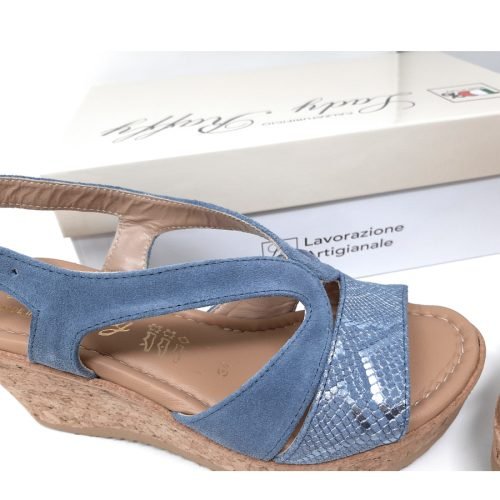 Escarpins Varese Nappa Bleu - Taille 35, Zeppa 6 Cm, Made In Italy, Neufs